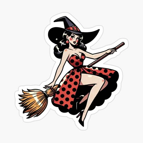 Pin Up Witch Tattoo, Plus Size Pinup Art, Witch Pinup Tattoo, Nurse Pinup, Witch Pinup, Pinup Witch, Horror Inspiration, Pin Up Cartoons, Halloween Pin Up