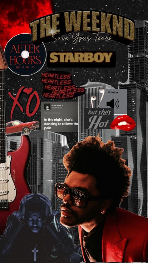 #shuffle #theweeknd #starboy #stargirl #red #kisses #afterhours #hot #music #night #city #gitar The Weeknd Drawing, Weekend Artist, Red Kisses, The Weeknd Background, The Weeknd Wallpaper Iphone, Weekend Aesthetic, The Weeknd Albums, Starboy The Weeknd, Hot Music