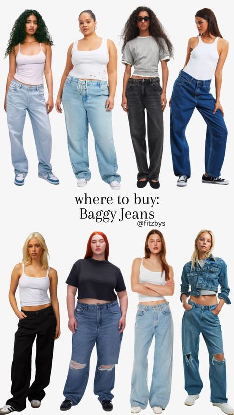 Straight Baggy Jeans Outfit, Baggy Straight Leg Jeans Outfits, Baggy Light Wash Jeans Outfit, Dark Blue Baggy Jeans Outfit, Where To Buy Baggy Jeans, Jeans Where To Buy, Black Jeans Baggy, Light Wash Jeans Outfit, Expensive Jeans