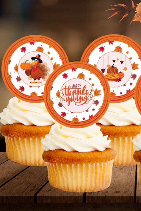 Thanksgiving Cupcake Toppers, Thanksgiving Cupcakes, Fall Party Decorations, Fall Cupcakes, Cupcake Toppers Printable, Ideas Craft, Family Thanksgiving, Fall Party, Pretty Gift