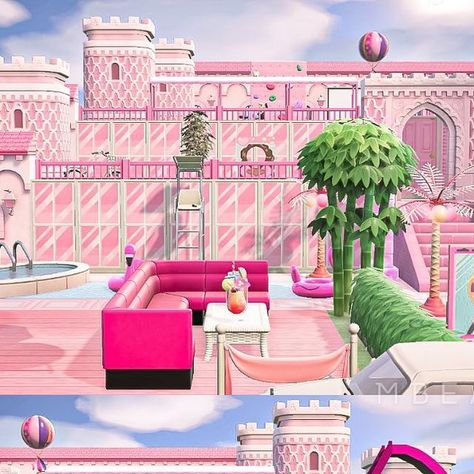 Acnh Barbie Island, Animal Crossing Barbie, Barbie Acnh, Acnh Spring, Pink Island, Acnh Inspo, Inspo Board, Barbie Dream, Barbie Dream House