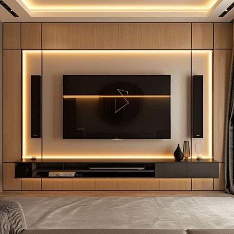 Simple Modern Tv Wall, Tv Wall Decor Living Room, Tv Cabinet Design Modern, Tv Room Decor, Wall Decor Living Room Modern, Bed For Girls Room, Tv Unit Furniture Design, Simple Living Room Decor, Living Room Wall Units