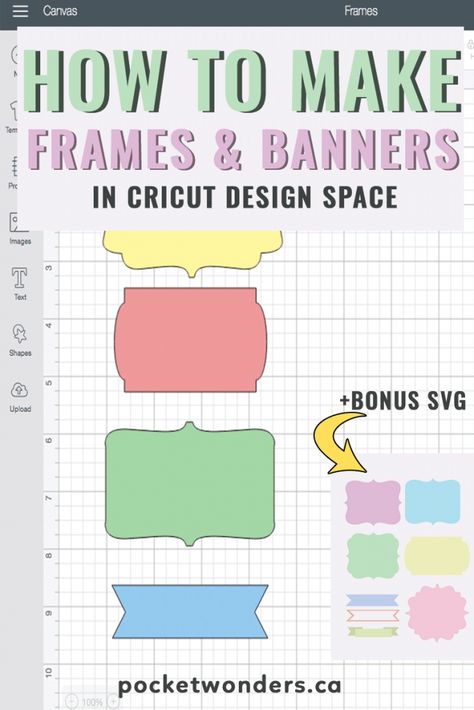 How To Make A Sign With Cricut, Free Banner Svg Files For Cricut, Banner Svg Free Cricut, Banners And Frames, Cricut Tricks, Canva Cricut, Make Your Own Banner, Word Blocks, Frames Ideas