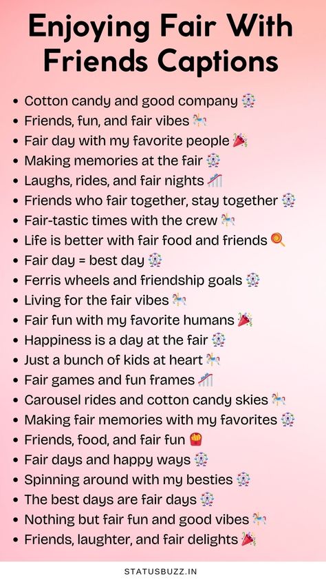 120+ Fair Captions & Quotes For Instagram - StatusBuzz Event Captions Instagram, Fair Day, Caption For Friends, Cotton Candy Sky, Quotes For Instagram, Fair Games, Caption Quotes, Heart For Kids, Friendship Goals