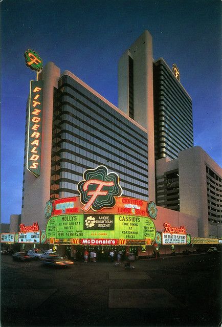 Back reads: C'mon . . . Get Lucky! Fitzgeralds Casino/Hotel, where all the fun and excitement of Las Vegas' colorful Downtown begin! Vintage Las Vegas, Dining Buffet, Casino Hotel, Get Lucky, Places To Travel, Las Vegas, Casino, Neon Signs, Hotel