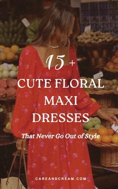 Spring Chiffon Maxi Dress, Long Dresses Casual Maxi Summer Outfits, Plus Cottagecore, Floral Maxi Dress Outfit, Maxi Dress Ideas, Long Floral Dresses, Floral Maxi Dresses, Red Floral Maxi Dress, Stylish Maxi Dress