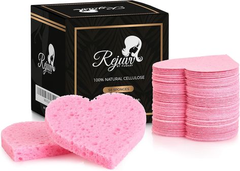 Amazon.com : Facial Sponges Compressed Natural Cellulose Sponge for Face Cleansing Exfoliating and makeup removal, Professional use Deep clean - Rejuvv by Fushay (50 Count (Pack of 1)) : Beauty & Personal Care Спонж Beauty Blender, Makeup Blender Sponge, Face Sponge, Alat Makeup, Facial Sponges, Makeup Blender, Face Cleansing, Makeup Removal, Cleansing Face