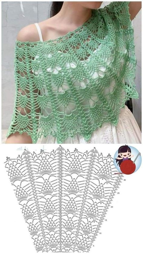 Crochet Caplet, Crochet Bolero Pattern, Crochet Shawl Diagram, Crochet Capelet, Crochet Charts, شال كروشيه, Crochet Bolero, Crochet Poncho Patterns, Crochet Triangle