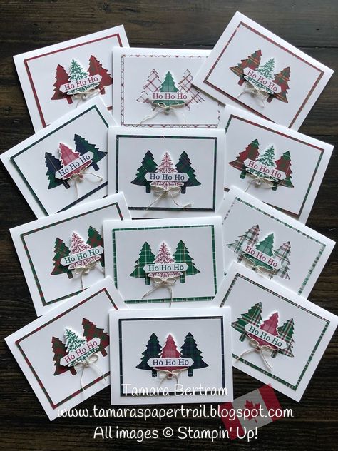 Cas Christmas Cards, Stamped Christmas Cards, Simple Christmas Cards, Christmas Card Inspiration, Homemade Christmas Cards, Stampin Up Christmas Cards, Paper Trail, Christmas Card Crafts, Christmas Tree Cards