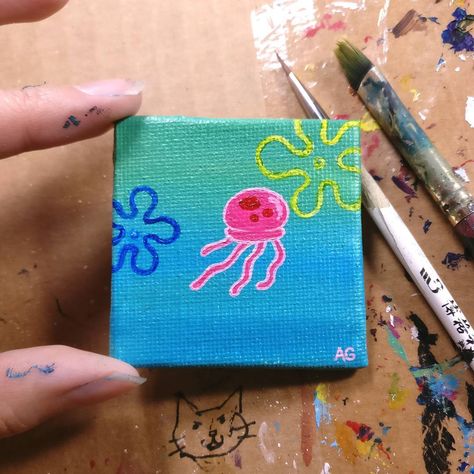 Cute Paintings Small Canvas, Small Things To Paint, Cute Small Painting Ideas, Tiny Painting Ideas, Small Easy Painting Ideas, Small Paintings Easy, Easy Mini Canvas Painting Ideas, Cute Mini Paintings Easy, Tiny Paintings Simple