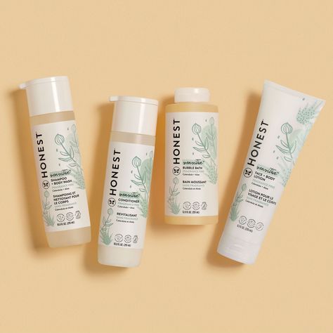 Purely Sensitive Bath Time Essentials | The Honest Company | Honest Product Branding, The Honest Company, Neutrogena Makeup, Honest Company, Bath Set, Face Hydration, Skin Care Brands, Daily Skin Care Routine, Lavender Oil