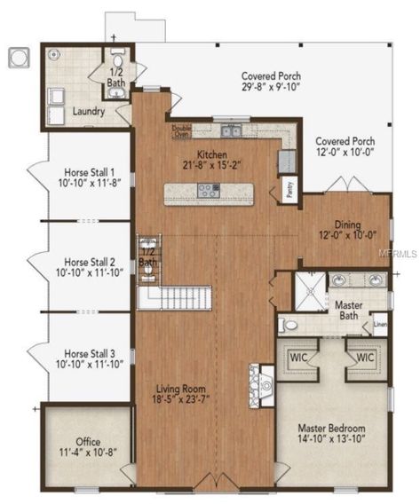 Horse Ranch Layout Dream Homes, Barndominium With Stables, Barndominium Floor Plans With Horse Stalls, Horse Stable Layout Floor Plans, Barndominium Ideas With Horse Stalls, Horse Ranch Floor Plans, Stables Floor Plan, Barndominium With Stalls, Horse Ranch House Plans