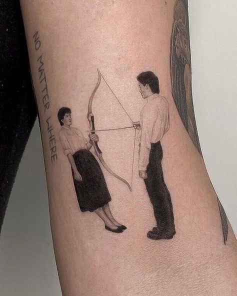 Tattoos Of Paintings, 1940 Tattoo, Famous Art Tattoo, Kafka Tattoo, Theater Tattoo, Art History Tattoo, Theatre Tattoo, Tattoos Stencil, Lovers Tattoo