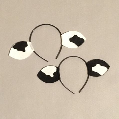 Diy Cow Ears, Cow Ears Headband, Cow Costumes, Diy Cow Costume, Farm Costumes, Cow Headband, Barnyard Decor, Party Favors Christmas, Cardboard Costume