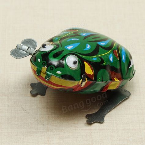 Funny Wind Up Moving Eyes Jumping Frog Toy Clockwork Spring Tin Toy Wind Up, Frog Toy, Jumping Frog, Wind Up Toy, Tinker Toys, Moving Eyes, Small Tins, Wind-up Toys, Modern Vintage Fashion