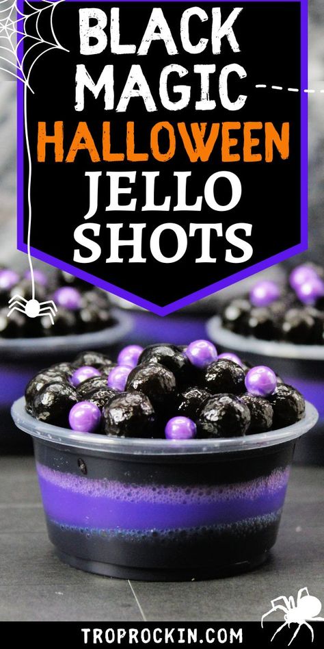 Cauldron Jello Shots, Witchy Jello Shots, Boba Jello Shots, Rootbeer Jello Shots Alcohol, Vampire Kiss Jello Shots, Vampire Jello Shots, Black Jello Shots, Halloween Jello Shots Alcohol, Halloween Pudding Shots