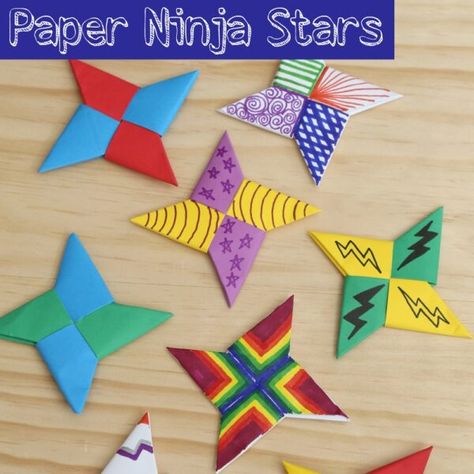 Paper Ninja Stars, Ninja Stars, Ninja Star, Folding Origami, Cool Paper Crafts, Crafts For Boys, How To Fold, Origami Art, Upper Elementary