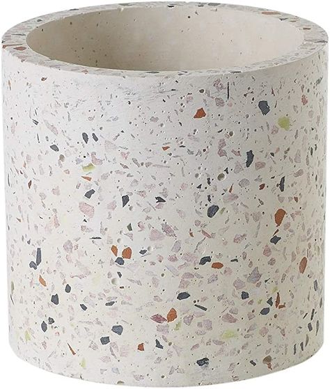 AmazonSmile : Terrazzo Ceramic Planter Pot (White) : Patio, Lawn & Garden Plant Pot Ceramic, Small Plant Pots, Patio Flower Pots, Terrazzo Planter, Kitchen Porch, White Patio, Patio Flowers, Self Watering Pots, Planter Indoor