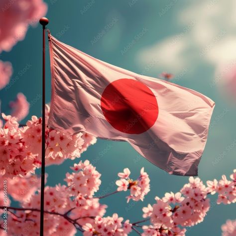 Download Japanese flag against the background of Japanese nature, Japanese flag at sunrise Stock Photo and explore similar images at Adobe Stock. Japan Flag Aesthetic, Flag Of Japan, Wavy Flag, Japanese Nature, Japanese Flag, Japan Flag, Nyan Cat, Photo Illustration, Adobe Stock