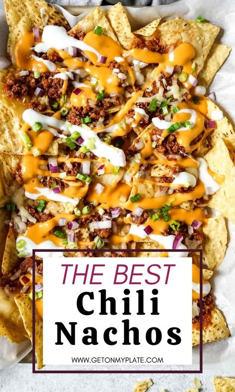 Chili Cheese Nachos Easy, Nachos Chili And Cheese, Chili Nachos Recipe Easy, Chili For Nachos Ground Beef, Chili Cheese Nachos Recipe, Recipes With Leftover Chili, Leftover Chili Ideas What To Do With, What To Do With Leftover Chili, Chili For Nachos