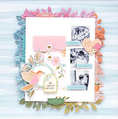 Pastel Rainbow Background, Multi Photo Layouts, Scrapbooking Retreats, Scrapbook Design Layout, Scrapbook Patterns, Cute Scrapbooks, Pinkfresh Studio, Scrapbook Layout Sketches, Album Diy