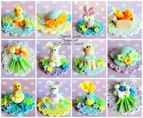 Cupcake Easter, Easter Cake Designs, Polymer Animals, Easter Cupcake Toppers, Easter Cupcake, Crea Fimo, Specialty Cake, Easter Baking, Easter Cupcakes