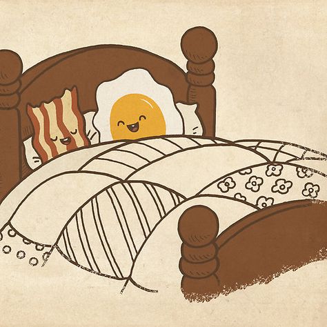 Breakfast In Bed Bed Illustration, Bacon And Eggs, Charmmy Kitty, Egg Art, Breakfast In Bed, By Terry, B & B, Cute Illustration, Bed And Breakfast