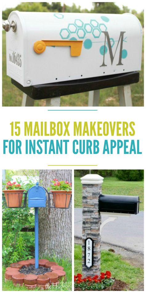 15 Mailbox Makeovers for Instant Curb Appeal Mailboxes Ideas, Mailbox Landscape, Mailbox Decorations, Mailbox Designs, Stone Mailbox, Mailbox Planter, Colorful Landscaping, Post Mailbox, Beautiful Mailbox