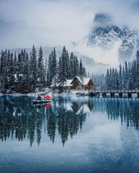 CANADA on Instagram: "An astonishing winter morning at Emerald Lake lodge. Nestled in Yoho National Park, and one of the many gems in British Columbia as a whole. Photos by @braybraywoowoo #HeartsofCanada #CANADA" British Columbia Winter, Winter Lodge, Yoho National Park, Canada National Parks, Canadian Winter, Emerald Lake, Lake Lodge, Winter Mornings, Relaxation Meditation