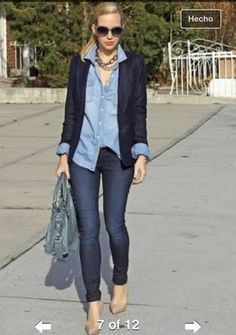 Denim Shirt Outfits, Denim Shirt Outfit Women, Chambray Shirt Outfit, Chambray Outfit, Looks Camisa Jeans, Jean Shirt Outfits, Chambray Shirt Outfits, Shirt Outfit Ideas, Chambray Shirts