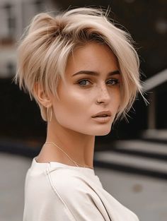 Longer Pixie Haircut Round Faces, Strawberry Blonde Pixie, Asymetrical Haircut, Blonde Pixie Haircut, Short Silver Hair, Longer Pixie Haircut, Short Red Hair, Short Hair Pixie Cuts, Edgy Short Hair