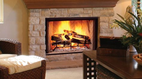 Biltmore Majestic, available at Commonwealth Fireplace Wood Burner Fireplace, Stone Fireplace Designs, Vented Gas Fireplace, Fireplace Gallery, Wood Burning Fireplace Inserts, Ventless Fireplace, Wood Stove Fireplace, Rooms Design, Linear Fireplace