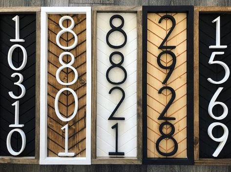 Vertical Address Sign  address plaque  house numbers  house | Etsy House Numbers Diy, Herringbone Wood, Wooden Numbers, House Number Sign, Number Sign, Home Sign, Address Plaque, Custom Wood Signs, Address Sign