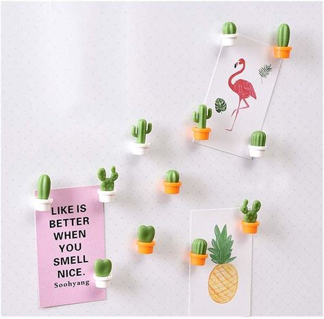 A pack of mini magnets that'll jazz up the walls of your office and hold up a variety of photos, documents, and other knickknacks. Reviewers say they're tiny, but the magnet is very strong. Fridge Accessories, Mini Magnets, Fridge Stickers, Mini Cactus, Fridge Door, Refrigerator Sticker, Cactus Design, Mini Succulents, Plant Vase