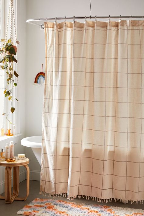 Neutral Shower Curtains, Trendy Shower Curtain, Urban Outfitters Curtains, Minimalist Showers, Flower Shower Curtain, Modern Shower Curtains, Cotton Shower Curtain, Striped Shower Curtains, Shower Tile Designs