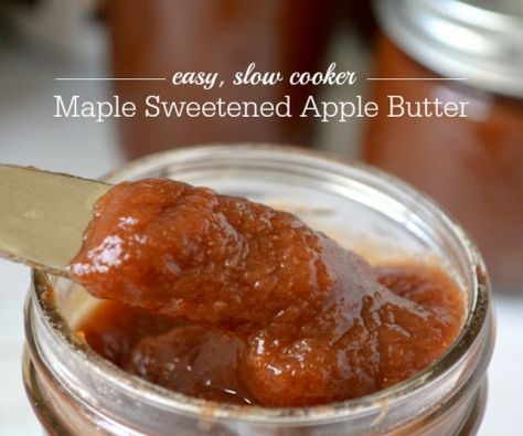 Use your slow cooker to make this maple sweetened apple butter recipe. Apple Butter Crock Pot, Maple Syrup Recipes, Apple Butter Recipe, Traditional Recipes, Jam And Jelly, Syrup Recipe, Apple Butter, Butter Recipe, In A Jar