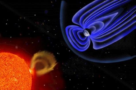 The magnetosphere protects Earth against the relentless solar wind Earth's Magnetic Field, Geomagnetic Storm, Child Of The Universe, Nuclear Energy, Solar Flare, Space Images, Solar Wind, Wind Energy, Magnetic Field