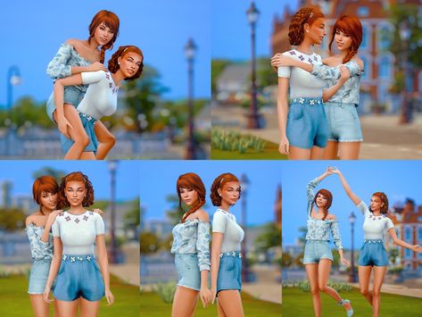 Sims 4 Kids Poses, Sims 4 Couple Poses, Sims 4 Family, 4 Poses, Sister Poses, Sibling Poses, Sims 4 Teen, Best Friend Poses, Sims 4 Characters