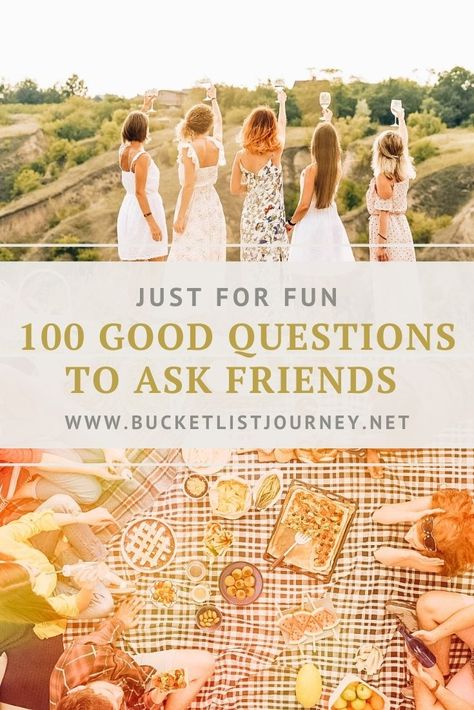 Do you know your friends well? Good! In the spirit of friendship, here are some fun (and funny) questions to ask friends while bonding. Friendship Activities For Adults, Friendship Games For Teens, Speed Friendshipping Questions, Good Questions To Ask Friends, Friendship Questions, Funny Questions To Ask Friends, Table Topics Questions, Questions To Ask Friends, Questions For Girls