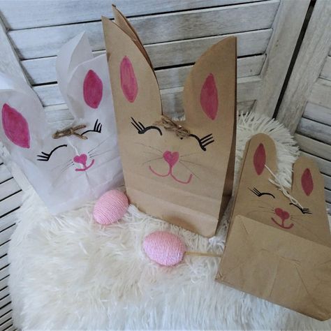 Paper Bunny Easter Gift Bags - Handmade Great Way To Give As Gifts, Great For Class Rooms Etc. Pack Of 10, You Choose Either White Or Kraft Bags. (You Can Mix Color Of Bags Example: 5 White/5 Kraft Comes With Twine To Tie Them Closed After You Put Candy, Etc. Inside. If You Need More, Please Contact Me First With Amount You Need Orders Will Ship Out Within 2/3 Days Of Sell. Bunny Paper Bags For Easter, Paper Bag Bunny Craft, Easter Bunny Paper Bags, Bunny Bags For Easter, Easter Paper Bags, Paper Bag Easter Bunny, Easter Bags For Kids, Bunny Paper Bag, Paper Bag Bunny