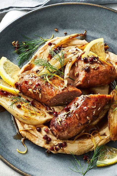 Gourmet Sausage Recipes, Beer Braised Fennel, Recipes With Fennel Bulb, Fennel Seed Recipes, Sausage And Fennel, Braised Fennel, Spring Flavors, Bean Puree, Fennel Recipes