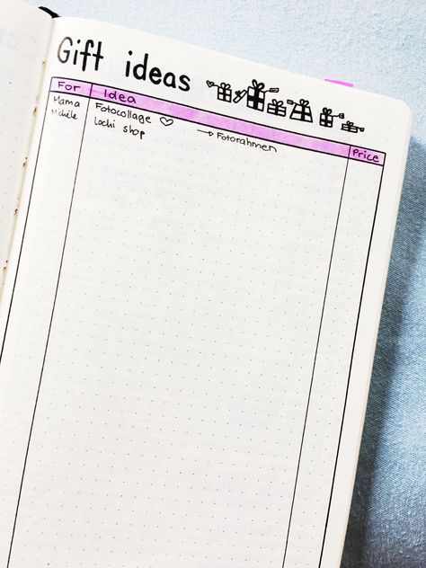 Bujo Gift Ideas Page, Bulett Journal Page Ideas 2023, Bullet Journal Knitting, Bulett Journal Page Ideas, Bullet Journal Lines, Bulette Journal, Journal Gift Ideas, Goals Notebook, 2023 Bujo