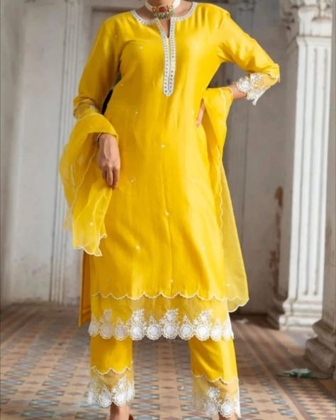 ₹1695 😍 *_DPC(Dress Up New Everyday)_* Launching *Beautiful Ready to Wear 3 pcs suit with Full Embroidered Kurti with Embroidery on Neck and Organza Cutworked border with Embroidery paired up with Pant,completed with* *Organza cutworked border* 🌟 *Fabric-Chanderi silk with Cotton lining in ... 3 Pcs Suit, Organza Kurti, Afghani Clothes, Kurti Style, Border Fabric, Kurti Pant, Embroidered Kurti, Kurtis With Pants, Designer Kurtis