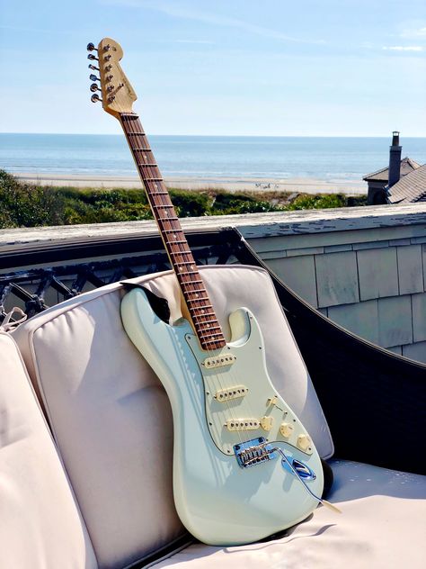 Fender Stratocaster Classic Player 60s Sonic Blue. Upgraded V-Mod pickups Electric Guitar Blue Aesthetic, Blue Stratocaster, Lake Placid Blue Stratocaster, Sonic Blue Stratocaster, Ice Blue Electric Guitar, Sonic Blue Telecaster, Types Of Guitar, Fender Strat, Fender Electric Guitar