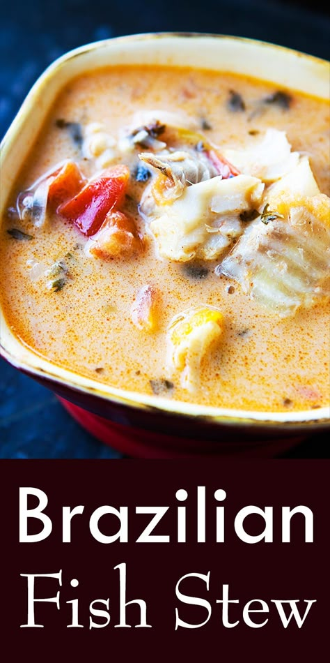 Brazilian Fish Stew, Fish Stew Recipes, Fish Chowder, Brazilian Recipes, Seafood Stew, Fish Stew, Fish Soup, Seafood Soup, Food Seafood