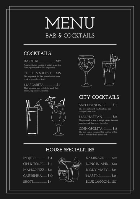 Speakeasy Menu, Chalk Menu, Blackboard Menu, Drink Menu Design, Menu Board Design, Daiquiri Cocktail, Cafe Menu Design, Bar Image, Menu Design Template