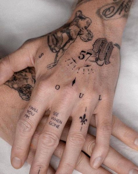 Men Finger Tattoos, Tiny Finger Tattoos, Skull Hand Tattoo, Small Finger Tattoos, Hand And Finger Tattoos, Finger Tattoo Designs, Greek Tattoos, Small Hand Tattoos, Small Tattoos For Guys