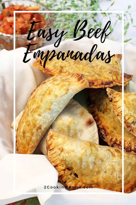 Ground Beef Empanadas Recipe Mexican, Crescent Roll Empanadas, Ground Beef Empanadas Easy, Empanada Filling Recipes Ground Beef, Easy Empanadas Recipe Pillsbury, Puff Pastry Empanadas, Beef Chorizo Recipes, Food Pockets, Easy Beef Empanadas