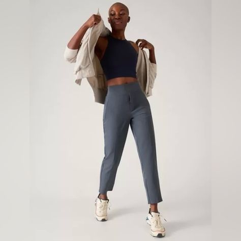 Athleta Endless Pant New With Tags Color: Granite Blue Inseam: Regular: 27.5" Petite: 25.5" Tall: 30.5" For: Commuting, Work, And Travel Feel: Primastretch Is Refined, Subtly Textured, And Perfectly Stretchy Fave: Powervitammm Waistband Is Buttery Soft And Holds You In For All-Day Comfort Secure Zip Pockets To Store Your Essentials #533636 86% Recycled Polyester/14% Spandex Recycled Material: Made From Recycled Polyester, A Material Sourced From Post-Consumer Plastic Bottles That Helps Lessen Ou Work And Travel, Petite Shorts, Active Wear Pants, High Rise Pants, Athleta Pants, Blue Pants, Straight Leg Pants, Active Wear For Women, Workout Shirts