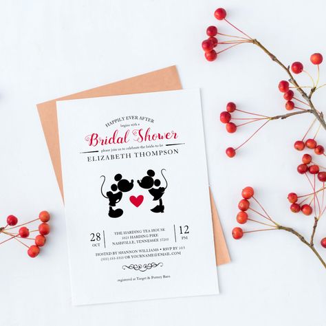 Storybook Castle, Minnie Silhouette, Minnie Mouse Favors, Fairytale Storybook, Wedding Silhouette, Disney Party, Couple Shower, Colored Envelopes, Mickey And Minnie